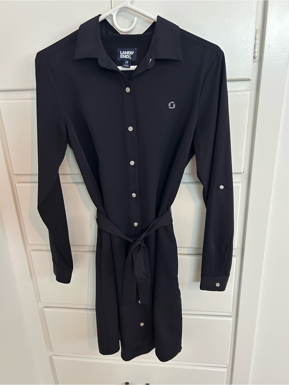 Chase Apparel Lands’ End navy belted dress size xs